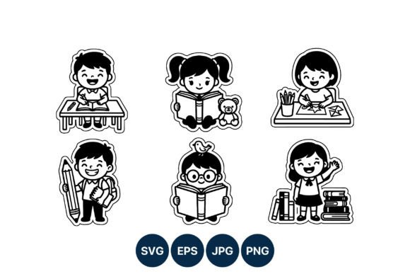 Cheerful Kids Reading Writing Drawing: Real Stitch Test
