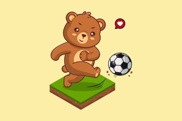 Cute Brown Teddy Bear Kick Soccer Ball Embroidery Review