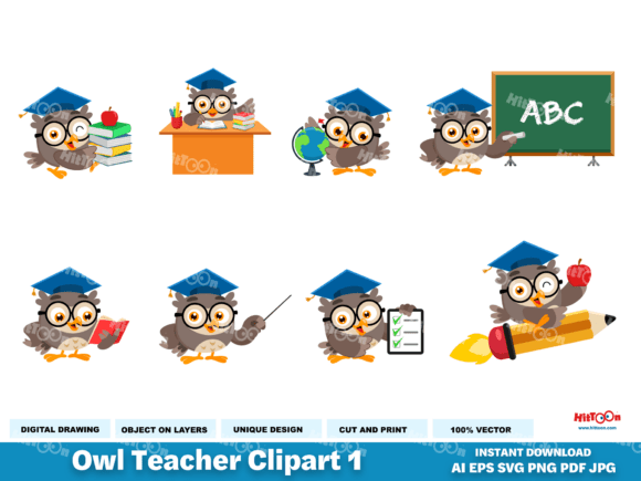 Owl Teacher Cartoon Characters 1