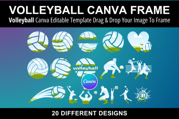 Volleyball Canva Frame Editable Template